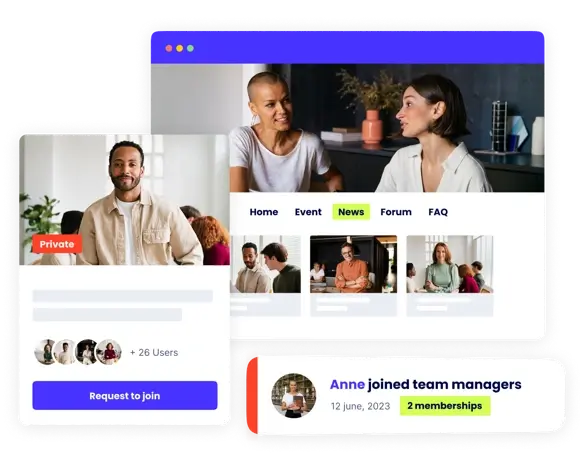 Member group and dashboard within Hivebrite’s community portal software